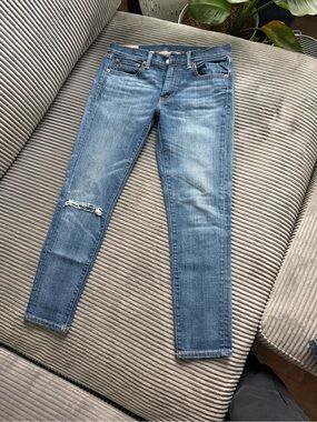 Polo by Ralph Lauren Light Blue Skinny Ankle Jeans with Knee Distress